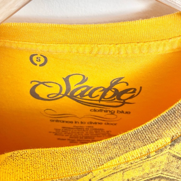 Vintage Y2K Sacbe Chichen Itza Mayan Shaman All Over Yellow T Shirt Adult S - Picture 10 of 10